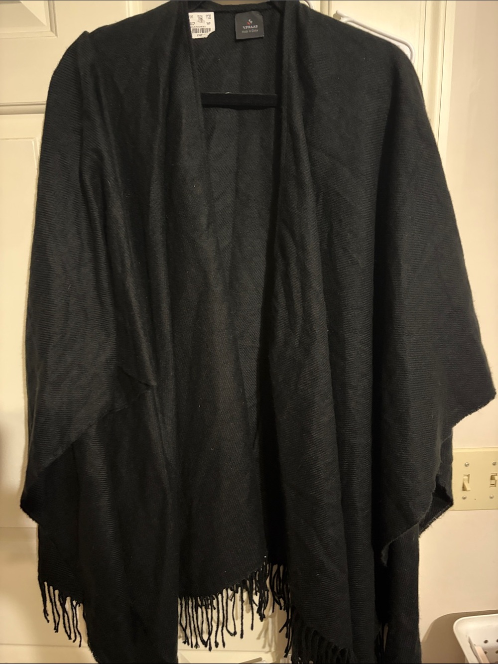 Vince Black Open-Front Fringe Cape